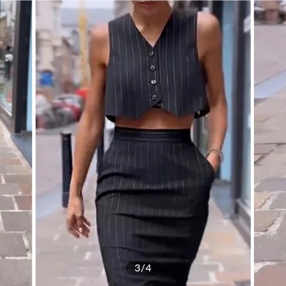 Commense Black Pinstripe Two-Piece Set - Picture 2 of 4